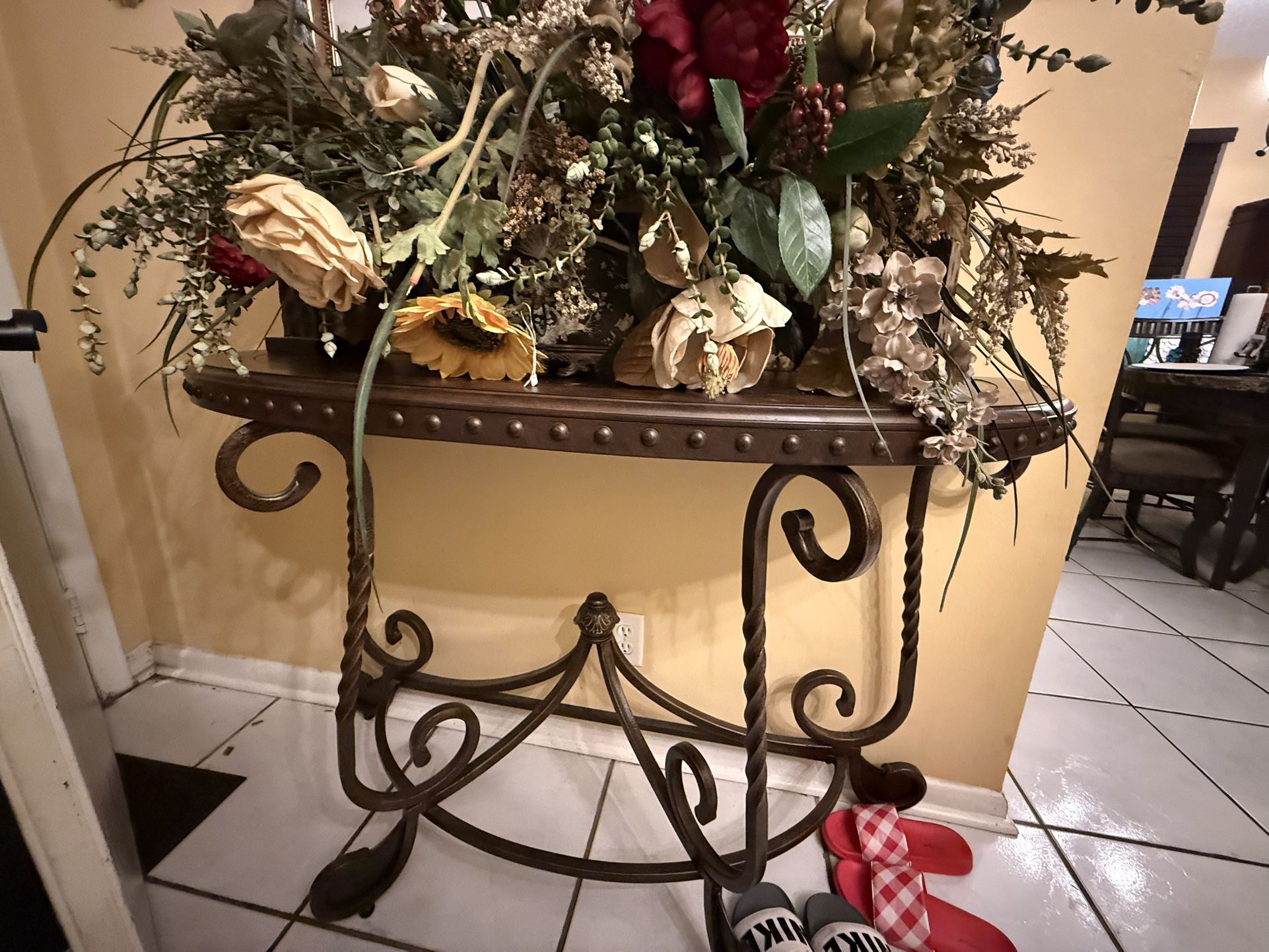 3-Piece Rustic Iron & Wood Table Set – Console, Coffee Table & Side Table