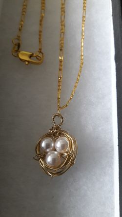 Handmade pandent Bird nest and gold filed chain