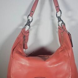 Coach F22306 Kristin Pink - Rose / Coral Leather Hobo Shoulder Bag + Crossbody Strap including a Wristlet.