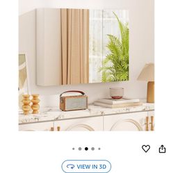 Large Wide Wall Mounted Storage Cabinet with 3 Mirror Doors