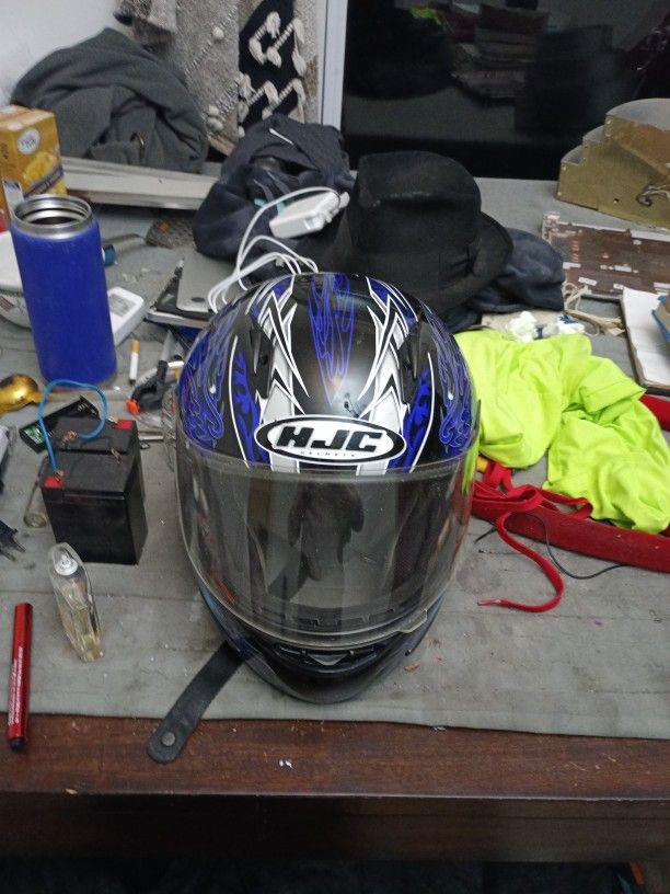 Hjc Motorcycle Helmet Blue And Silver