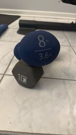 1-8 lb & 1-10 lb dumbbells