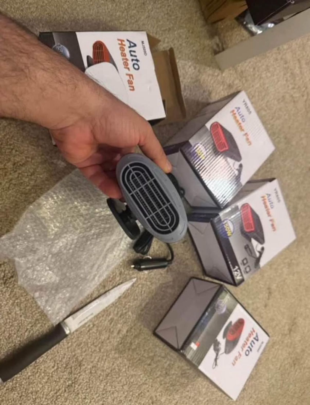 Car Heater – 12V 200W Portable Heater & Windshield Defroster,2-in-1 Heating & Cooling Fan with 360° Rotation Heater for Car,Plug In Cigarette Lighter