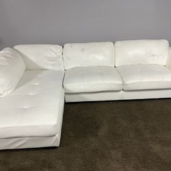 Off White Faux Leather Sectional