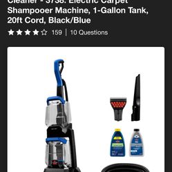 BISSELL TurboClean Pet XL Carpet Cleaner - 3738: Electric Carpet Shampooer Machine, 1-Gallon Tank, 20ft Cord, Black/Blue