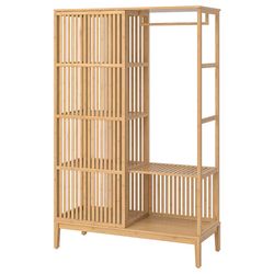 IKEA NORDKISA Open wardrobe with sliding door, bamboo