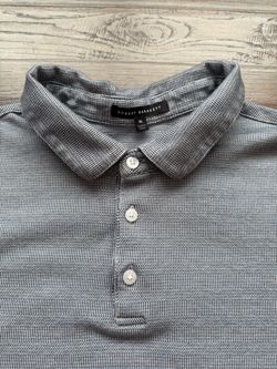 Robert Barakett Men's XL Gray Textured Micro-Check Performance Golf Polo Shirt