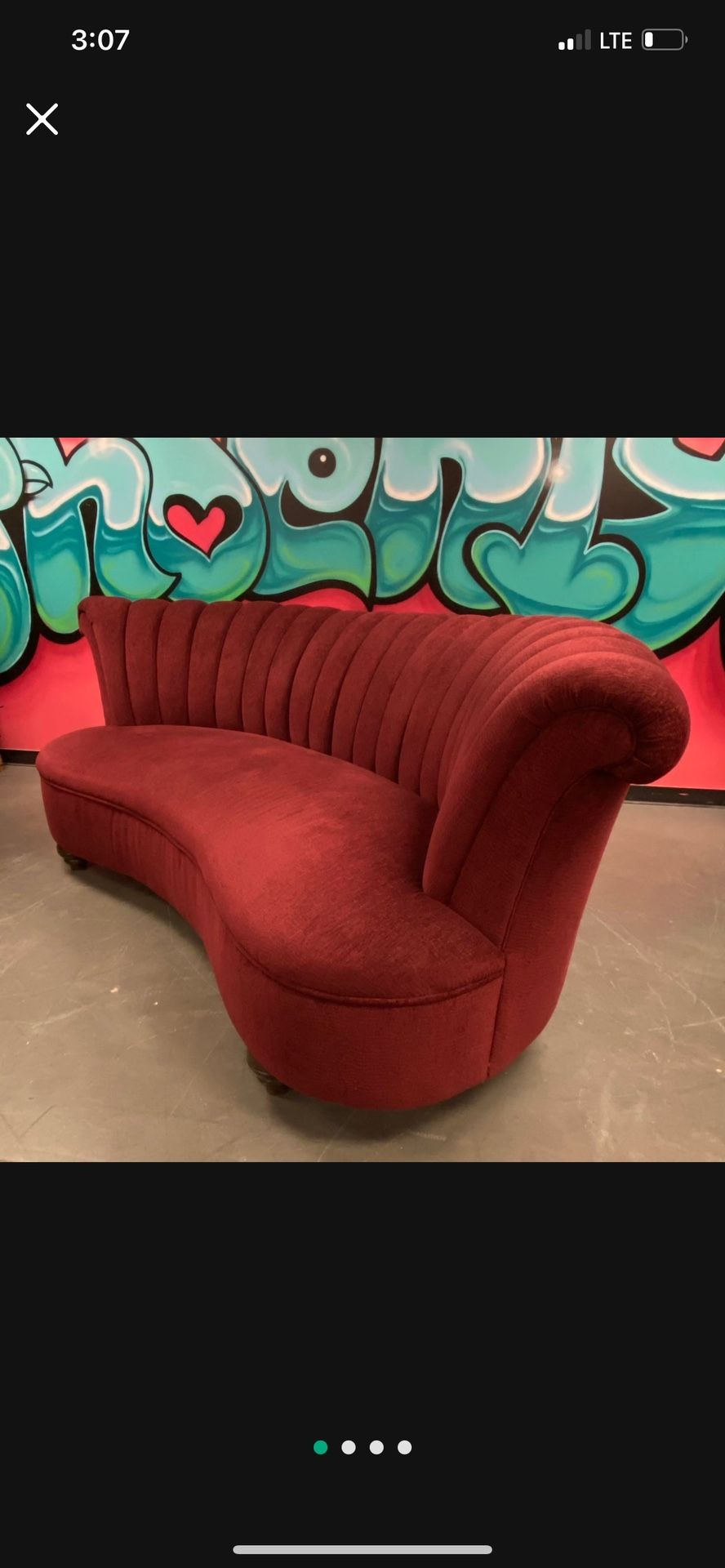 One Of A Kind Design Beautiful Luxurious & Super Plush Cranberry Red Velvet Couch With Ottoman
