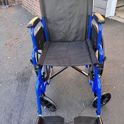 Drive Medical Blue Streak Lightweight Wheelchair - Portable Folding Mobility Aid - Swing-Away Footrests - Desk Arms - Durable Steel Frame - Easy Trans