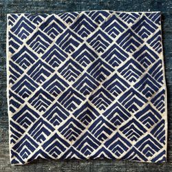 Pottery Barn Blue Embroidered Linen Throw Pillow Cover (2)