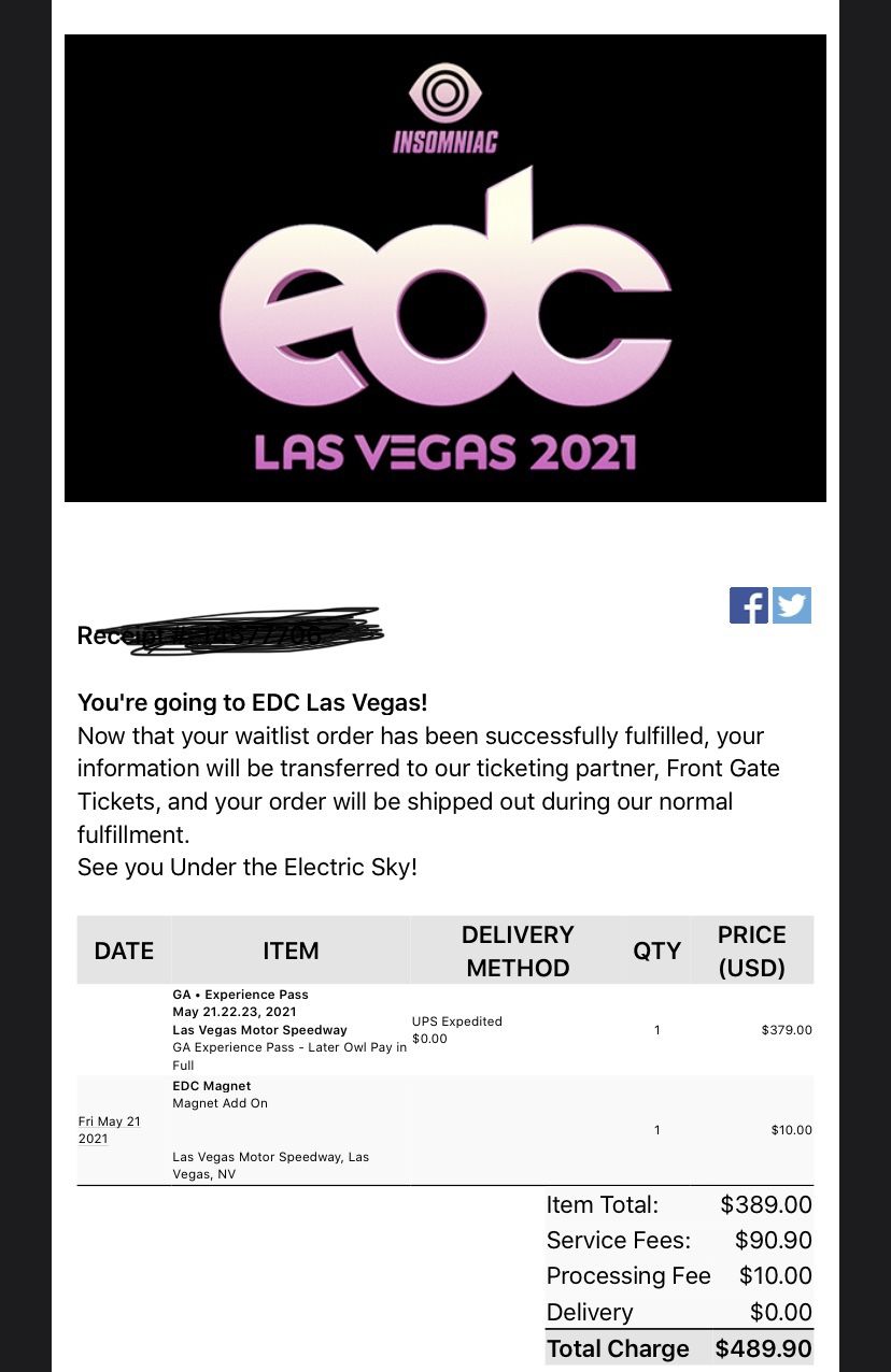 EDC Las Vegas 2021 Ticket