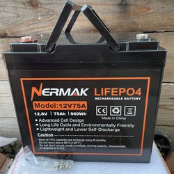 NERMAK 12V 75Ah Lithium LiFePO4 Deep Cycle Battery