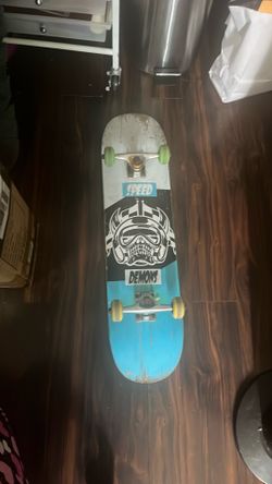 Speed Demons Complete Skateboard 31” with 53mm Wheels light blue, Black & White