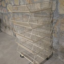 Metal Basket Rolling Cart