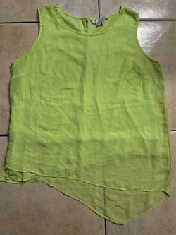 COMO Petite lime green sleeveless asymmetric blouse, size PXL
