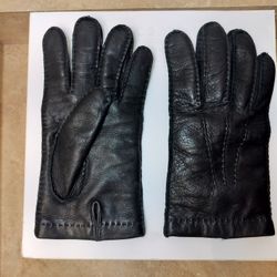 Cole Haan Men's Black Deerskin Leather Gloves Cashmere Lined, Made in Italy Sz 9.5
