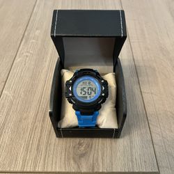 STEVE MADDEN Men’s Watch- Royal Blue & Black Silicone Strap Dual Time 1/100S