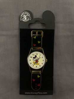 Disney Pin Trading Mickey Mouse Watch Wristwatch Style Pin On Card