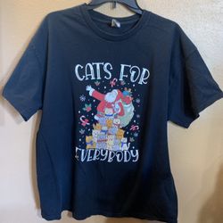Christmas Cats for Everybody Black T-Shirt XL