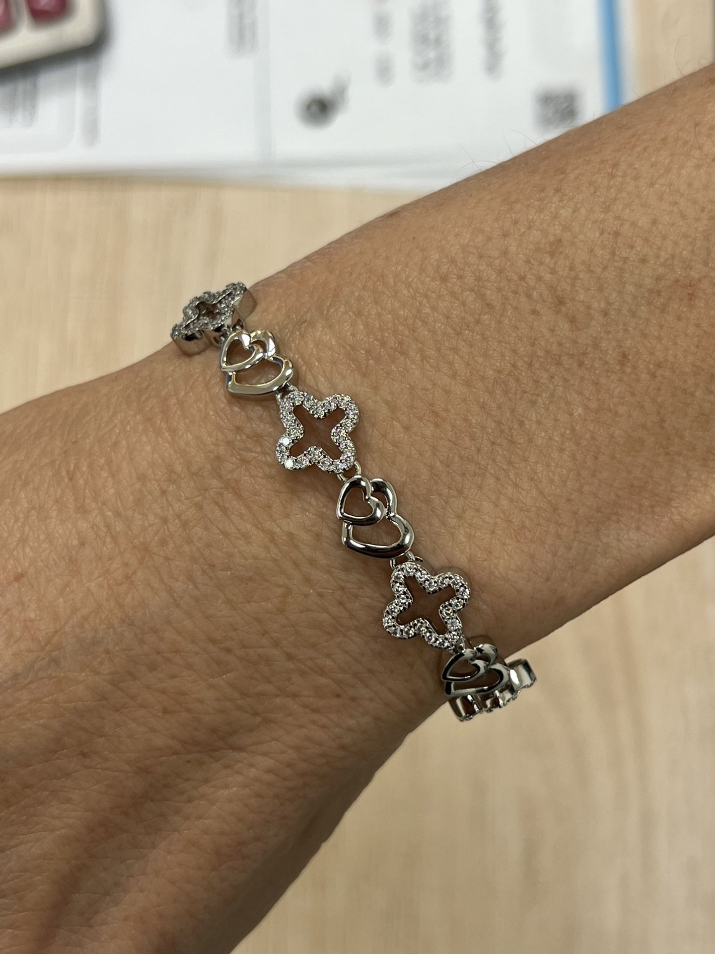 14k White Gold Plated Simulated Diamonds Women Bracelet