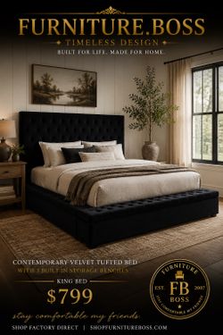 Black Storage Bed - Modern style
