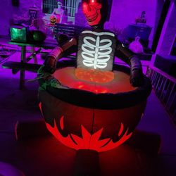Halloween Skeleton In A Boiling Bowl 5ft