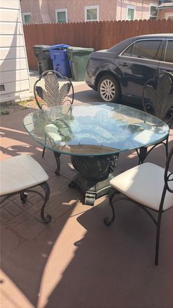Glass rod iron table set