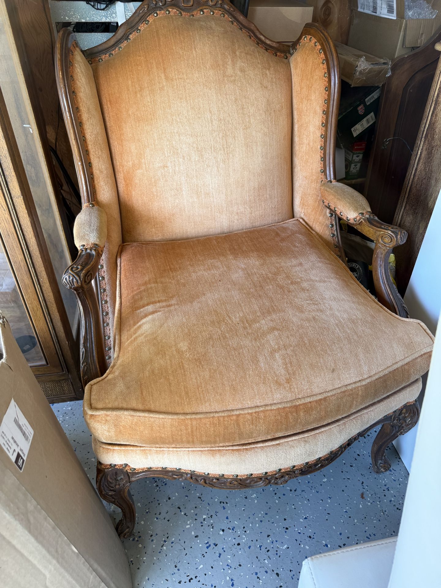 Antique Accent Chair Coral Color No Tips 