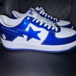 blue and white bapestas size US 11