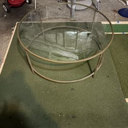 Glass And With Gold Coffee Table 