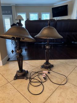 Pair of Dark Bronze Traditional Table Lamps