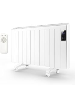 1500w Convection Panel Heater-Portable Electric Heaters, Plug-in Wall Heaters for Indoor Use, Fanless Ultra Quiet, Wall Mount Space Heater w/Remote Co