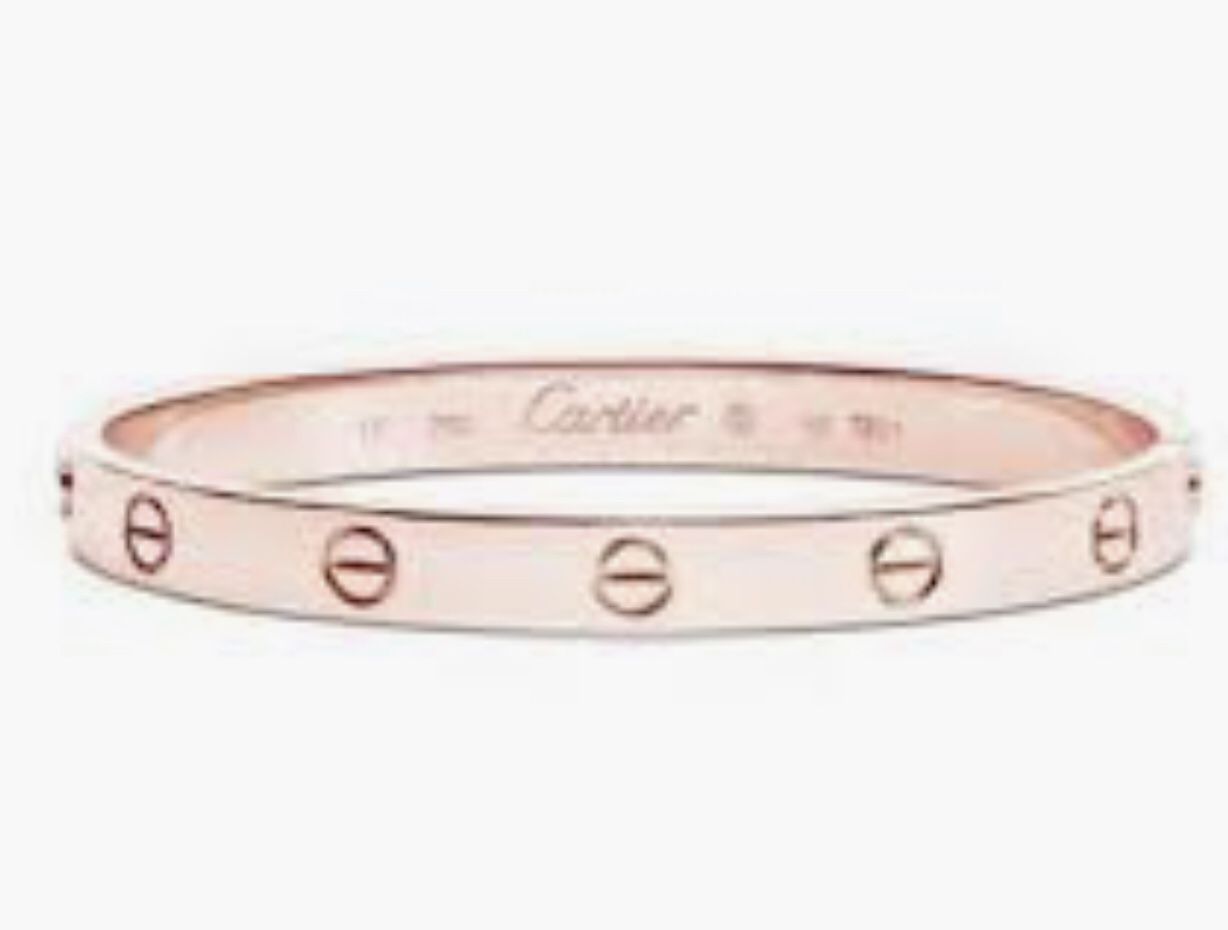 Womans Cartier rose bracelet new comes w screw driver and Cartier velvet storage bag 16” and 18” $50 each top quality price is firm