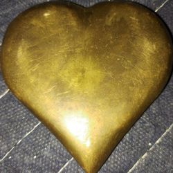 Solid Brass Heart Paperweight 