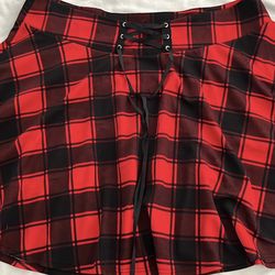 Blk/ Red Plaid Skirt