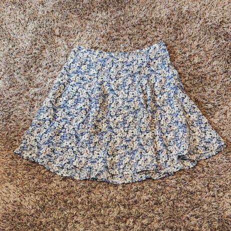 Vintage Floral In Sync Blue Skirt Medium