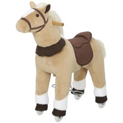 Kids Ride-On Plush Horse with Wheels
