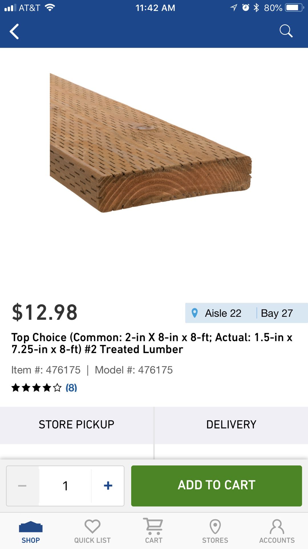 Brand new treated lumber 2x8x8