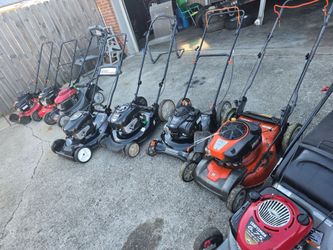 Lawnmowers for sale; prices range from 160, 180, and 200 to 230 for self-propelled models.