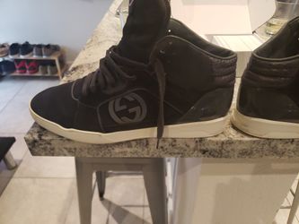 Grey GUCCI Mens HIGHTOP SUEDE BELIEVE IT OR NOT MY FRIEND PAINTS AND WAS DOING A JOB ..THESE ONCE BELONGED TO GRADY SIZEMORE MLB PLAYER🔥🔥🔥🔥🔥