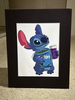16x20 "High Life" Blue Alien Wall Art – Hand Drawn & Matted