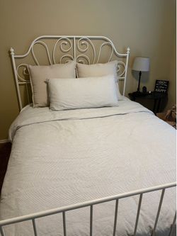 White metal bed frame