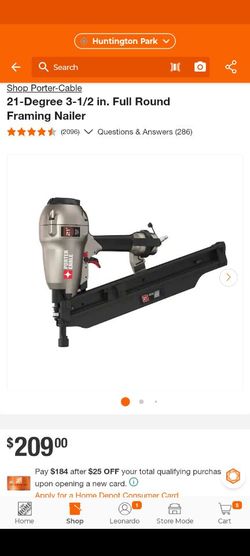 Porter-Cable
21-Degree 3-1/2 in. Full Round Framing Nailer