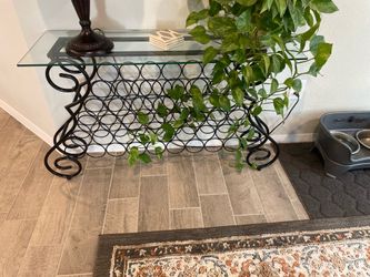 Metal Wine Rack with Glass Top