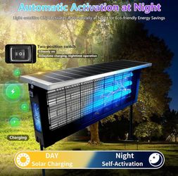 Powerful Large Solar Bug Zapper Outdoor for 4000 sq.ft, Rechargeable Mosquito Zapper with High Powered, Waterproof Solar Bug Zapper for Patio Garden,