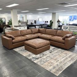 Emilia Brown & Black Genuine Leather Sectional Couch Set Fast Delivery Extra Discount Code RSG 
🔥🔥 Mention OfferUp for this Special Price!!