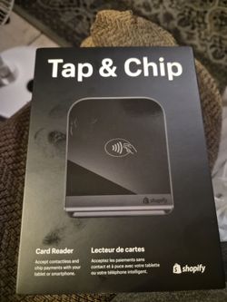 Shopify Tap & Chip Card Reader in its original retail packaging.