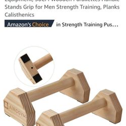 Push-up Stand, 2 PCS Wood Pushup Bars Non-Slip Base Exercise Home Workout Equipment, 30CM Wooden