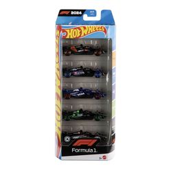 Hot Wheels Toy Cars Formula 1 5-Pack, Set of 5 1:64 Scale Die-Cast Vehicles Featuring F1 Racing Team Decos, Collectible Race Cars