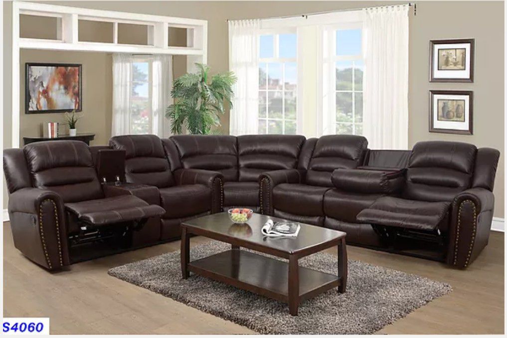 Brand new Reclining set brown leather